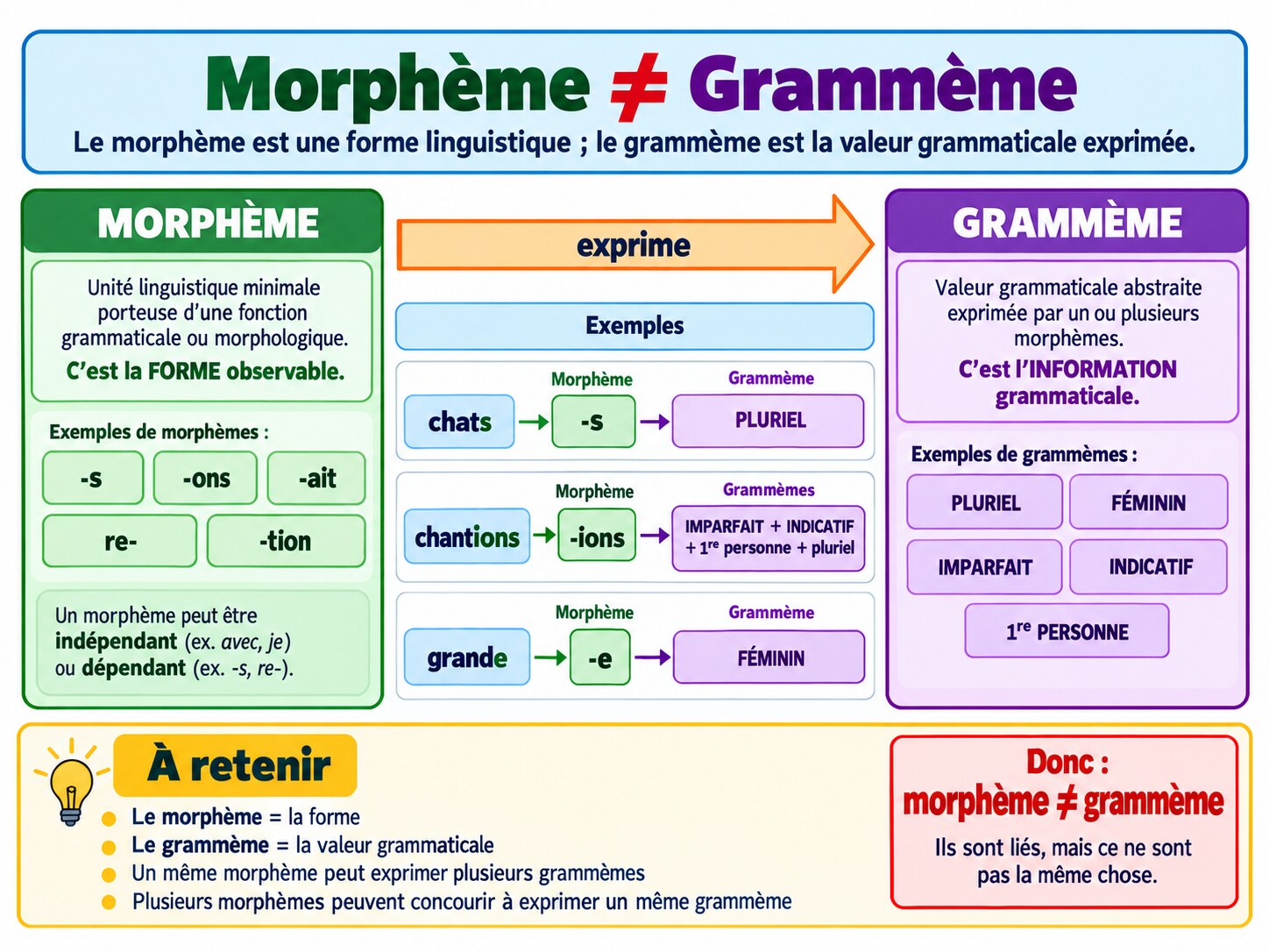 Morphème et grammème : la forme et la valeur grammaticale